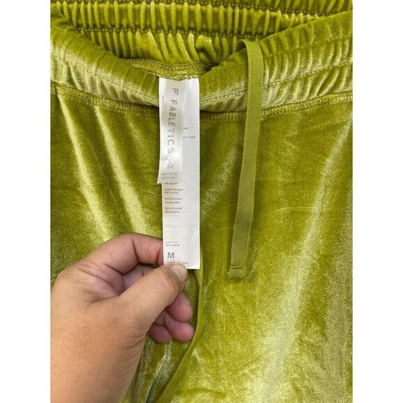 Fabletics Women's Daria Luxe Velour Pocket Joggers Crushed Velvet Lime Green M - Picture 4 of 7